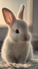 Fototapeta premium innocent baby bunny pure look, soft light