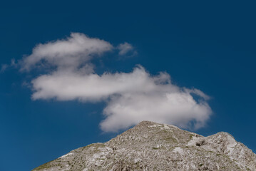 Rocky Mountain Peak with Cloud in Blue Sky