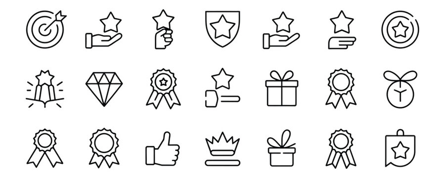Collection of achievement and success icons for business and motivation