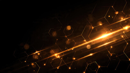 Abstract Glowing Hexagonal Network