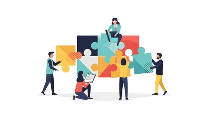 A group of people working together to build a puzzle