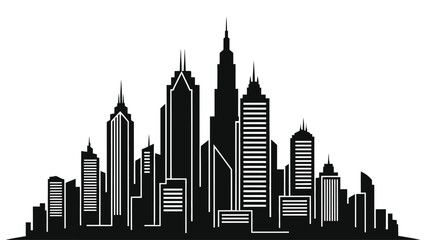 Obraz premium Silhouette of a modern city skyline