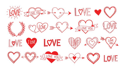Collection of love heart illustrations