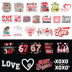 Valentine&rsquo;s Day Typography and Illustration Bundle with Love Quotes, Family Designs and Cute Characters