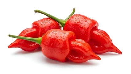 Fresh Red Ghost Peppers Bhut Jolokia Isolated