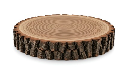 Rustic Wood Round Slice Mockup on White Background