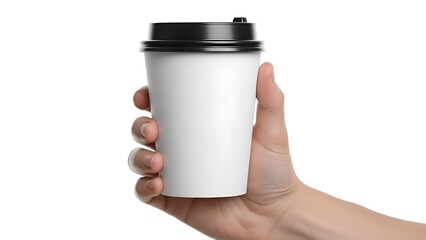Minimal Coffee To Go Cup Mockup with Black Lid