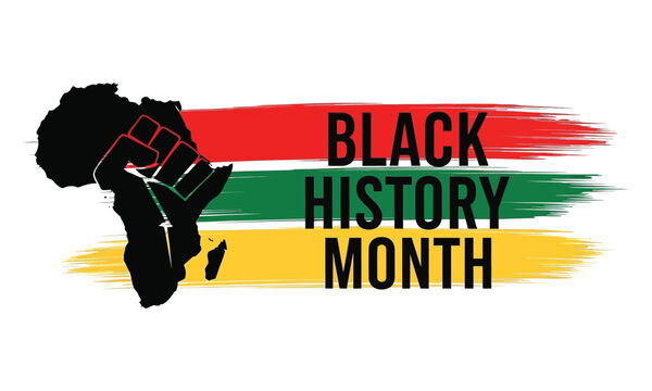 Celebrating black history month with african continent silhouette and pan-african colors