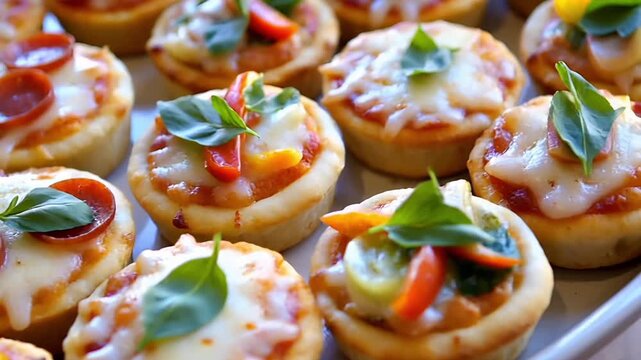 Mini-Pizza-H&auml;ppchen mit verschiedenen Bel&auml;gen