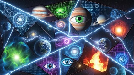 Cubist crypto art representing AI mind journey through space. - Powered by Adobe