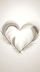 Delicate Feather Heart Shape on Transparent Background