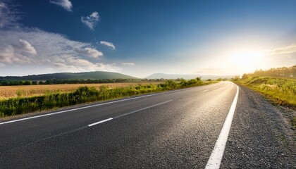 Fototapeta premium Modern Rural Road Covered With Asphalt