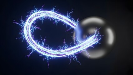 Electric blue lightning bolt in a dark background with a glowing effect