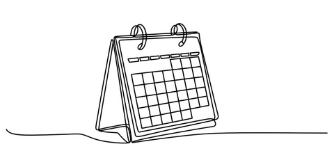 Continuous line drawing of a desk calendar for time planning and scheduling concepts Vector, illustration