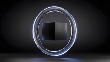 Glowing circle with cube inside modern technology concept