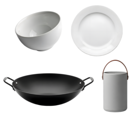 Kitchenware items isolated on transparent background