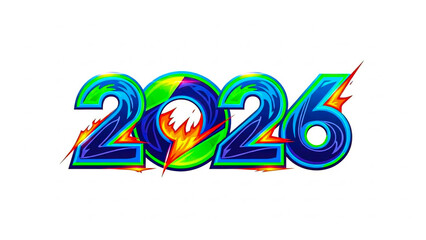 2026 modern colorful typography illustration with abstract shapes
