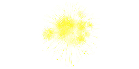 Brilliant Golden Yellow Fireworks Exploding in Dark Night Sky Celebration Festival Event Bright Sparkling Pyro Display