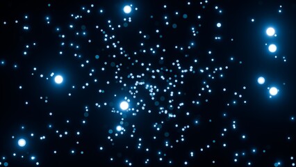 Abstract render of luminous particles spreading light in a dark void. Fantasy-inspired glow with dynamic motion, perfect for sci-fi, magic themes, and visual effects backgrounds.