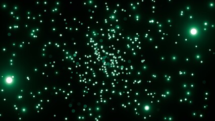 Glowing fantasy particles emitting radiant light over a deep black background. Abstract magical energy with sparkling motion, ideal for cinematic visuals, digital effects, and futuristic designs.