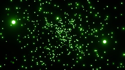 Fantasy light particles floating and radiating energy on a black background. Ethereal glow and sparkling motion create a mystical and cinematic digital atmosphere.