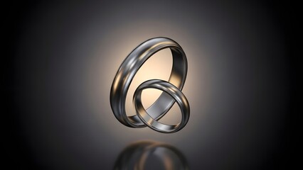 Intertwined metal rings in modern design with reflective surface