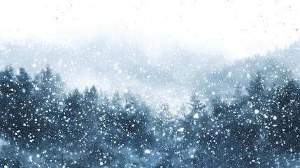 Snowflakes falling on a black background, isolated snowfall effect, festive Christmas background, white snow overlay for photo editing, Realistic winter atmosphere
