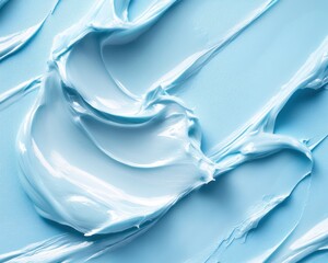 Blue cream or clay texture background sample. Cosmetic mask for face and body
