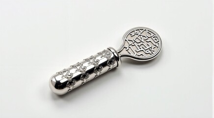 Elegant silver seal stamp with intricate geometric design on handle