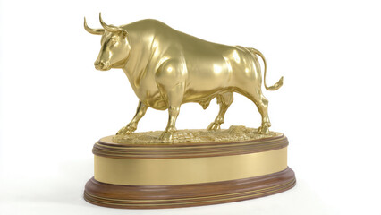 Golden Bull Statue on White