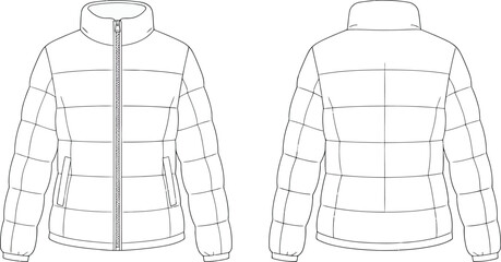 Women's winter puffer jacket pattern Vector © Masud Crafts