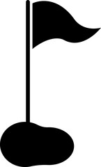 Golf Flag Flat Style Vector Icon Course Marker Symbol and Sports Outline Graphic Group Featuring Hole Flag, Pin Elements in Minimal Design