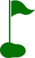 Golf Flag Flat Style Vector Icon Course Marker Symbol and Sports Outline Graphic Group Featuring Hole Flag, Pin Elements in Minimal Design