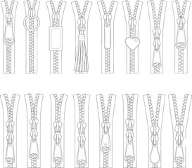 Various types of zippers and clips for garments Vector © Masud Crafts