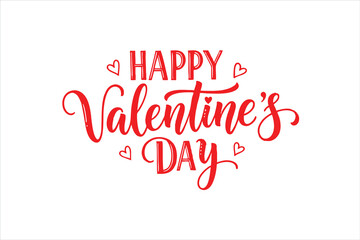 Red cursive happy valentines day text with heart symbols on white background Valentine's Day 2