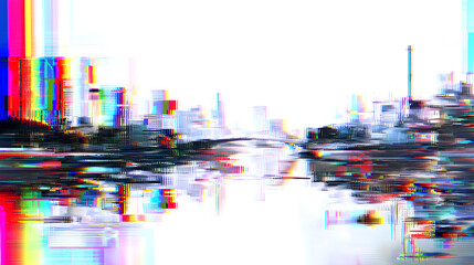 Glith light Cyberpunk glitch light leak with RGB split on white background Stock Illustration