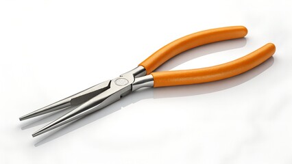 High-quality long nose pliers with bright orange ergonomic handles, an essential tool for precise gripping, bending, and intricate manipulation of small parts