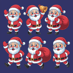 Jolly Santa Claus Character Poses Collection for Christmas