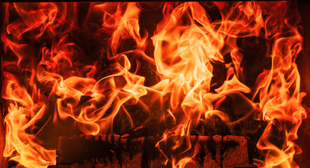 fire in the fireplace