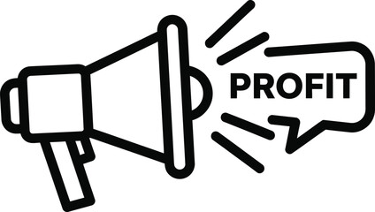 Megaphone announcing profit with emphasis on business and finance