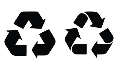 Black recycling symbol icon set. recycle symbol icon