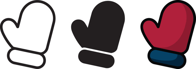 Mitten vector illustration outline solid and flat design on transparent background © fay009