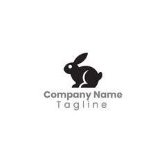 Fototapeta premium A black, minimalist logo of a rabbit.