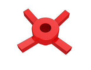 Obraz premium Isolated 3D render of a red heating/spinner head component for a cotton candy floss machine, essential confectionery equipment detail. High definition clarity on a PNG Transparent HD Background.