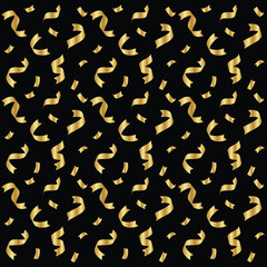 a seamless pattern composed of stylized, gold-colored currency symbols on a black background. 