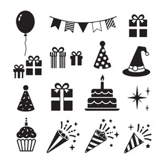 A vibrant assortment of new year party decorations including balloons confetti and festive elements for celebration