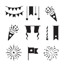 A vector design featuring party decorations and elements created in adobe illustrator for celebratory occasions