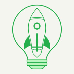Rocket Ship Bulb Innovation Concept For Startup Growth