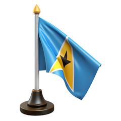 Saint lucia flag on a desk stand isolated on transparent background