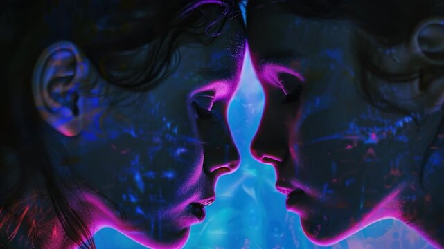 Video A man and a woman standing face-to-face, with undefined background